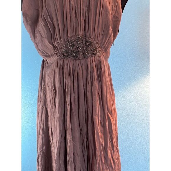 NWT Boden Boho Viscose Crepe Dress Beads & Sequins Dolman Sleeve Gray US 10 L - Picture 7 of 8